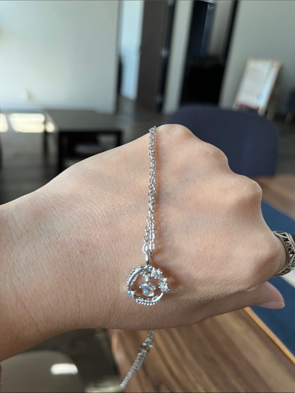 Sterling Silver Moon & Star Pendant Necklace - Silver